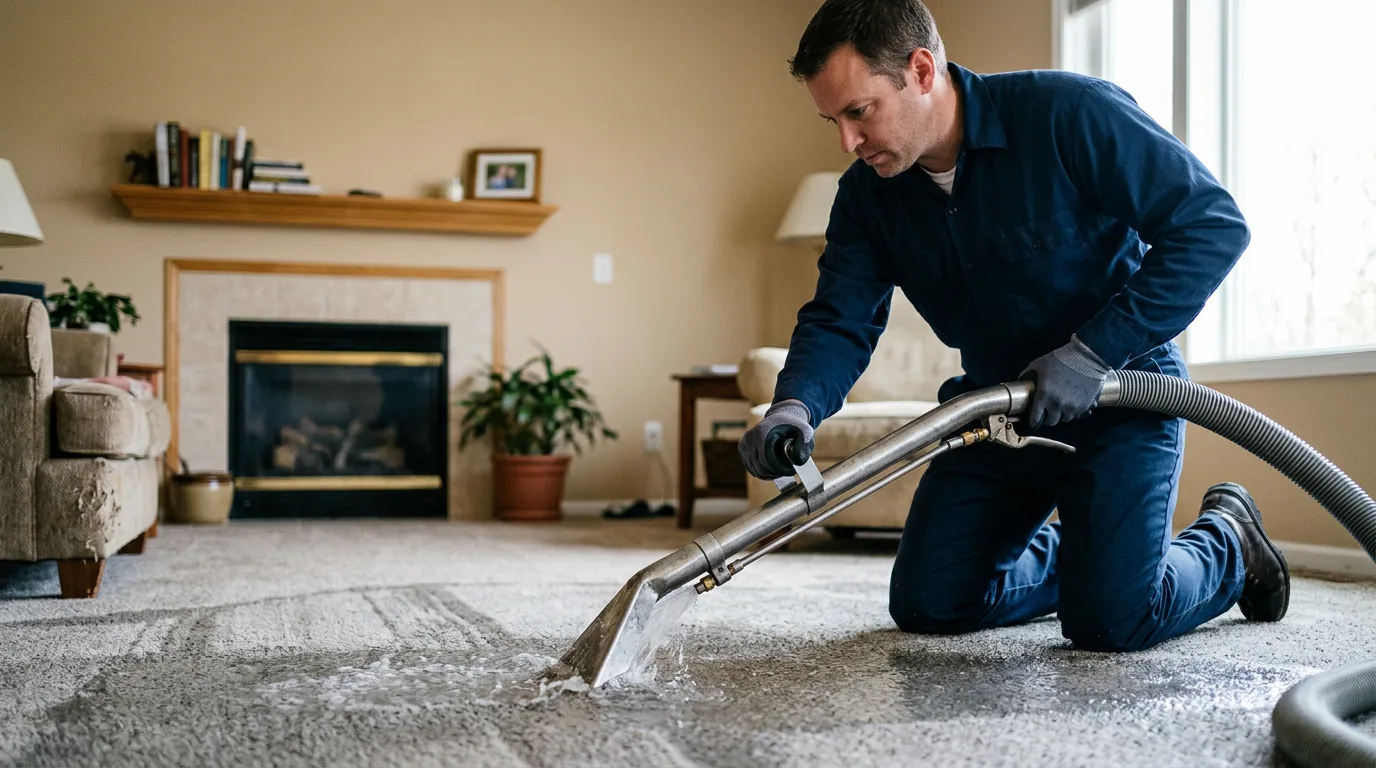 Water damage restoration technician working near Rancho Cucamonga, CA